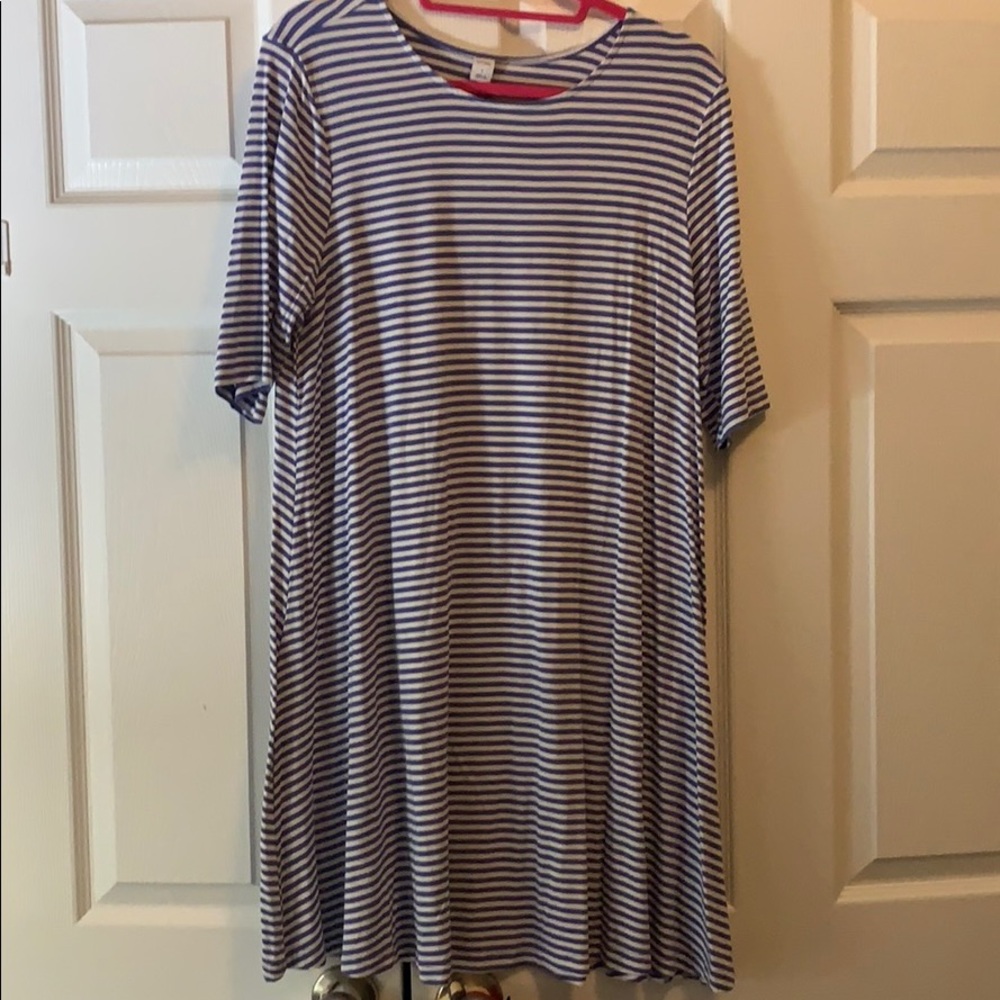 lavender and white striped dress